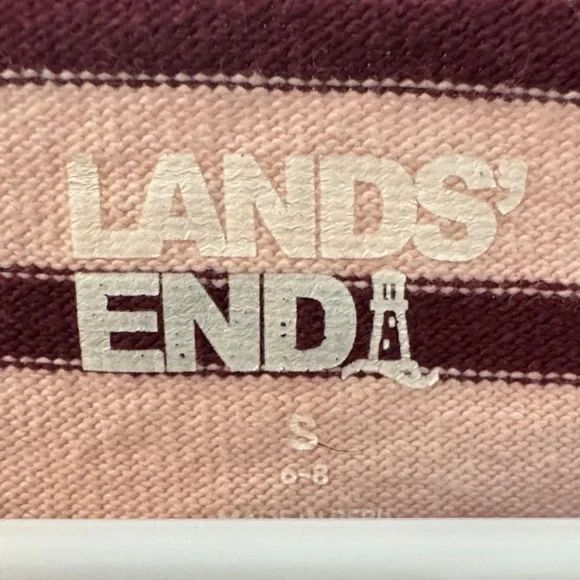 Lands' End Boatneck Tunic Pink and Burgundy Striped Top - Picture 2 of 7